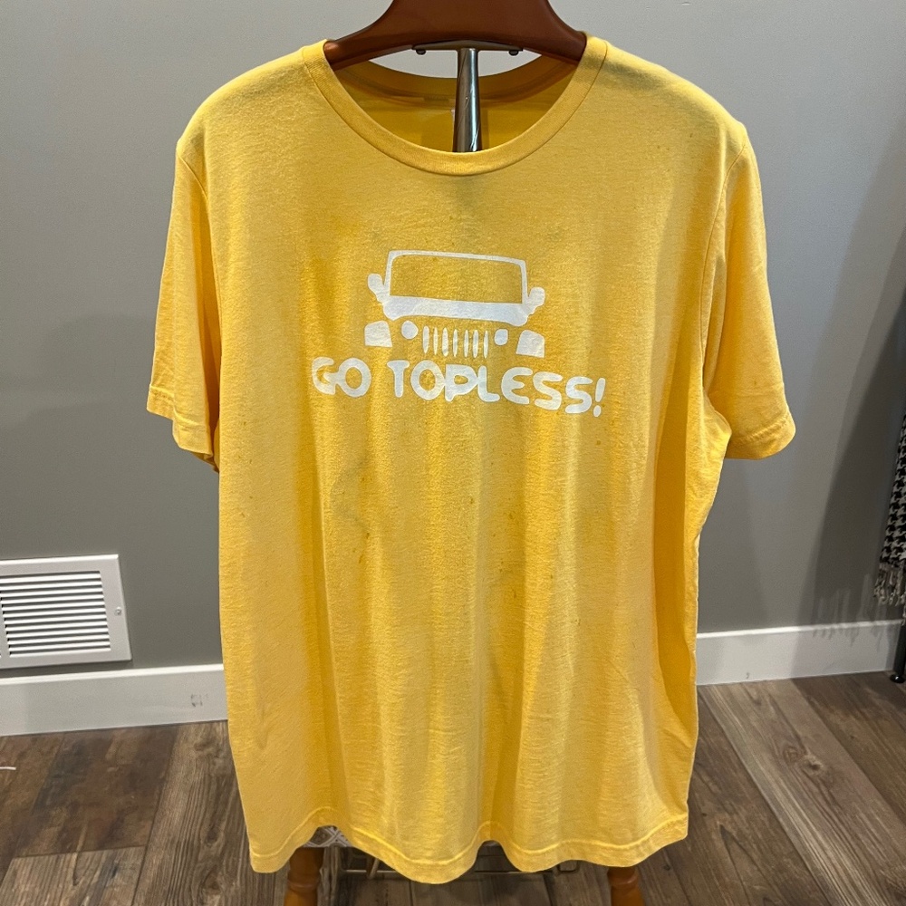 “Go Topless” Yellow Jeep Tshirt - size XL